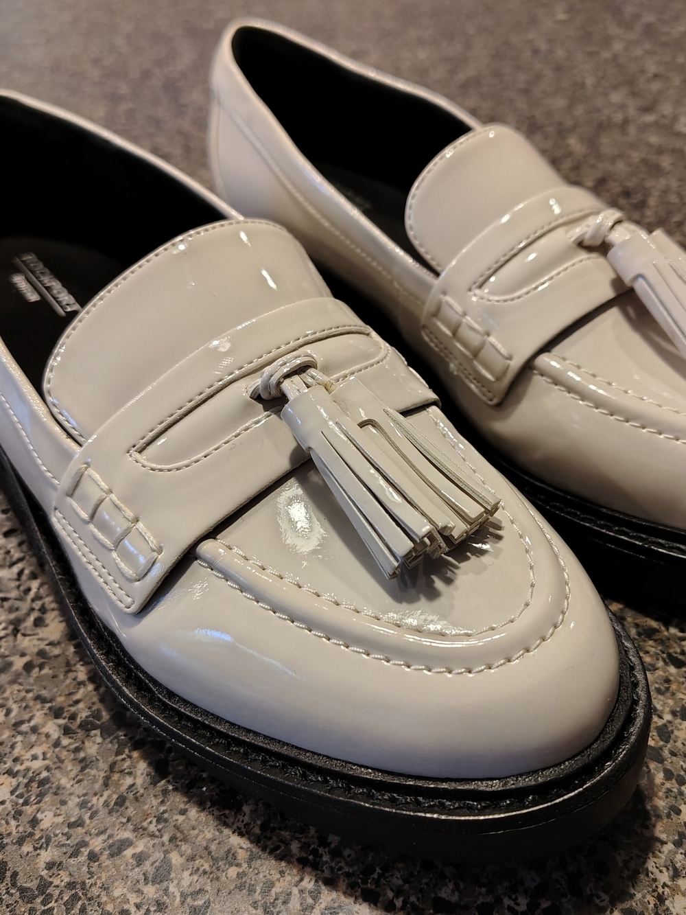 Rockport Loafers, Cream Patent Leather With Tassel